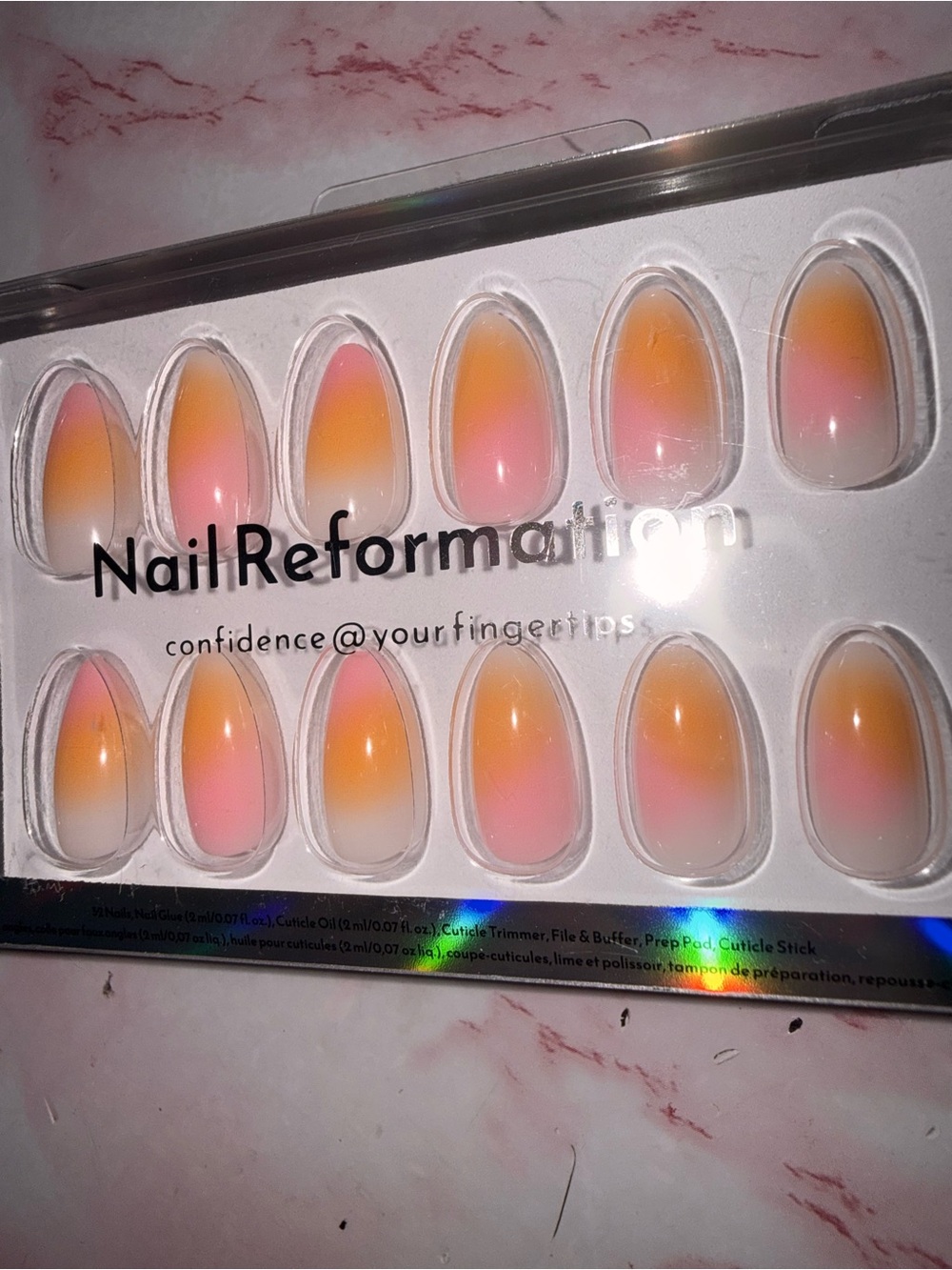 Nail Reformation Ombre Pink and Orange Press-On Nails